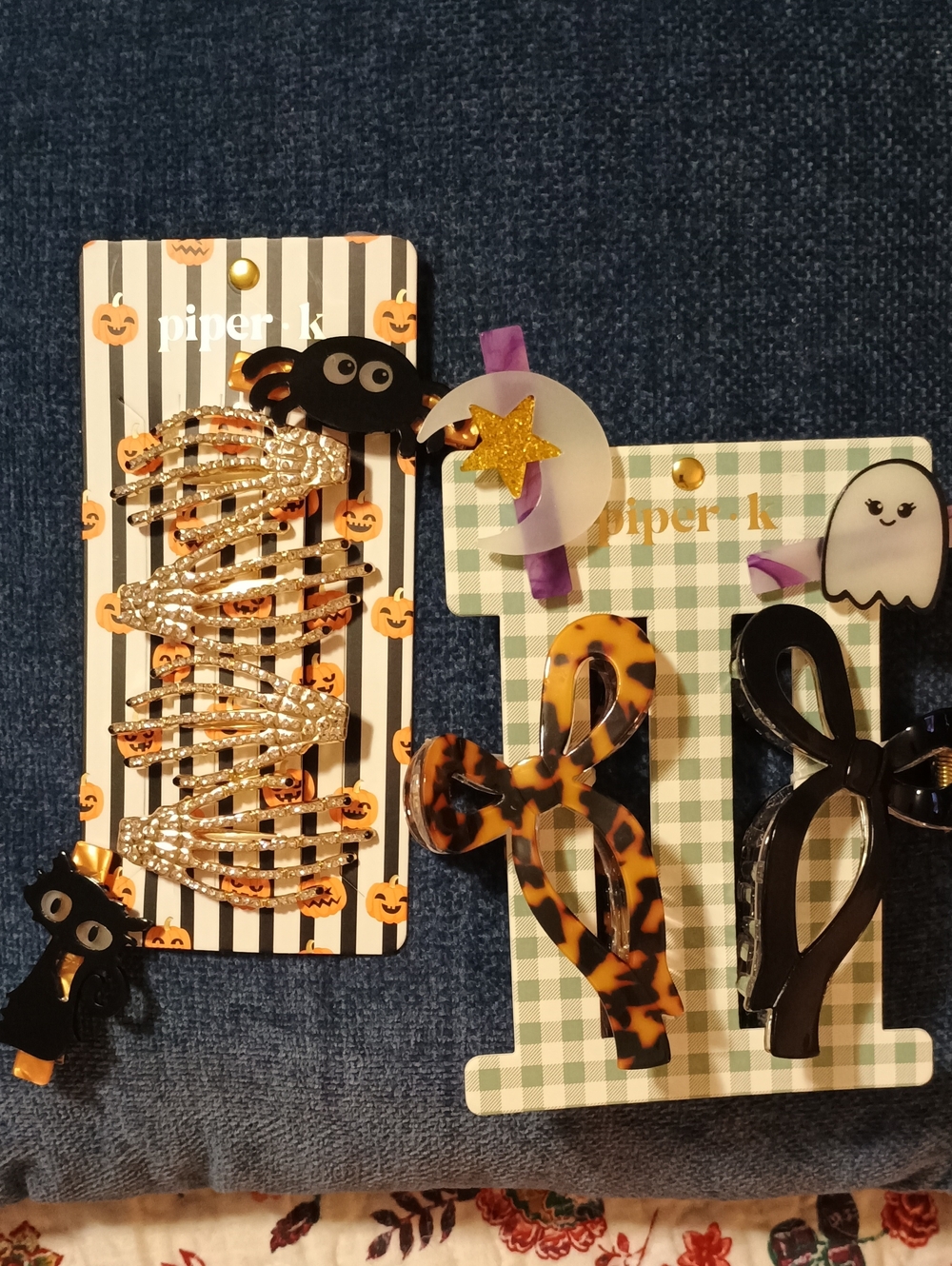 NWT Piper K Halloween Hair Clips Bundle Skeleton Ghost Claw Set